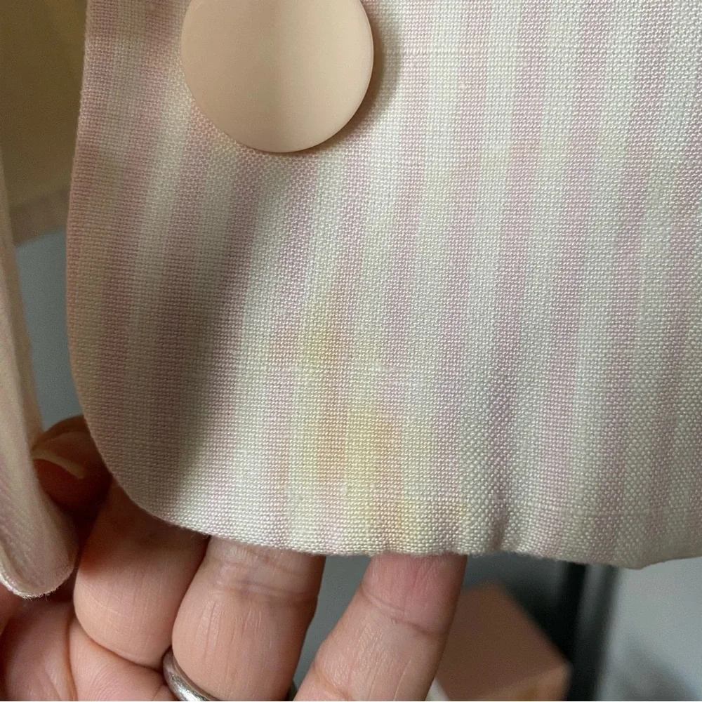 Vintage Christian Dior, pink stripe cuffed big buttons blazer jacket in size 4P